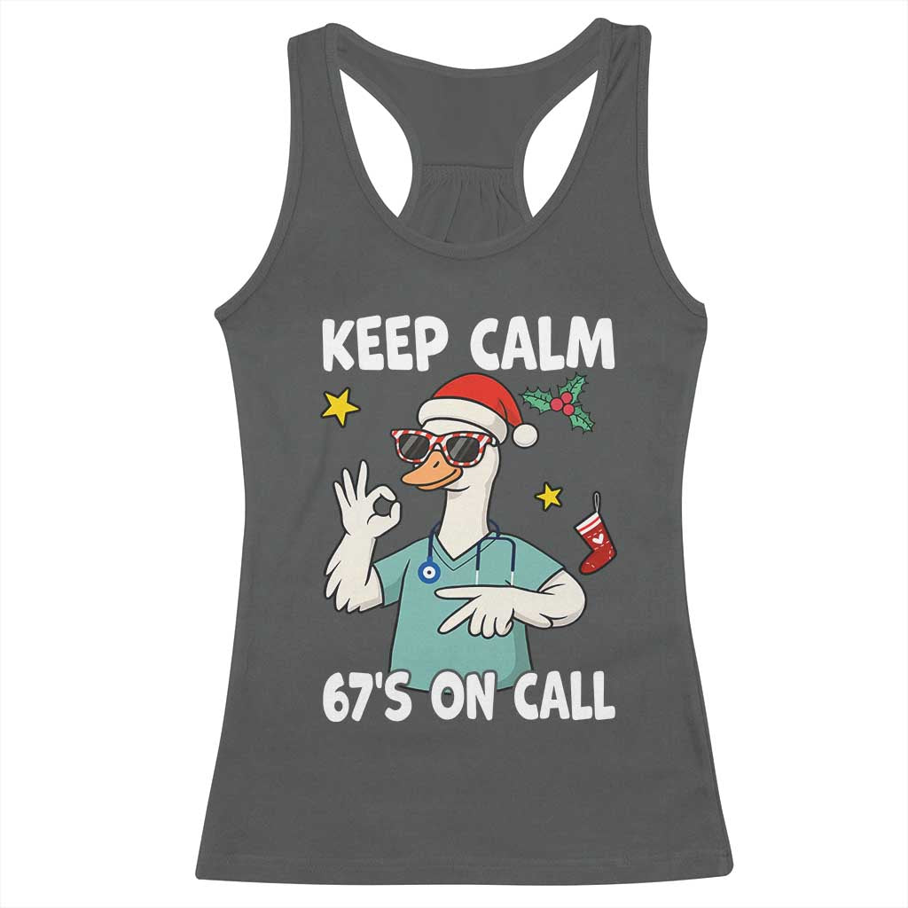 67 Six Seven Goose Nurse Christmas Meme Racerback Tank Top TS14 Dark Heather Print Your Wear