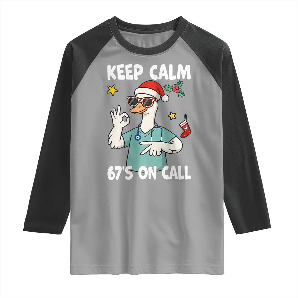 67 Six Seven Goose Nurse Christmas Meme Raglan Shirt TS14 Sport Gray Black Print Your Wear