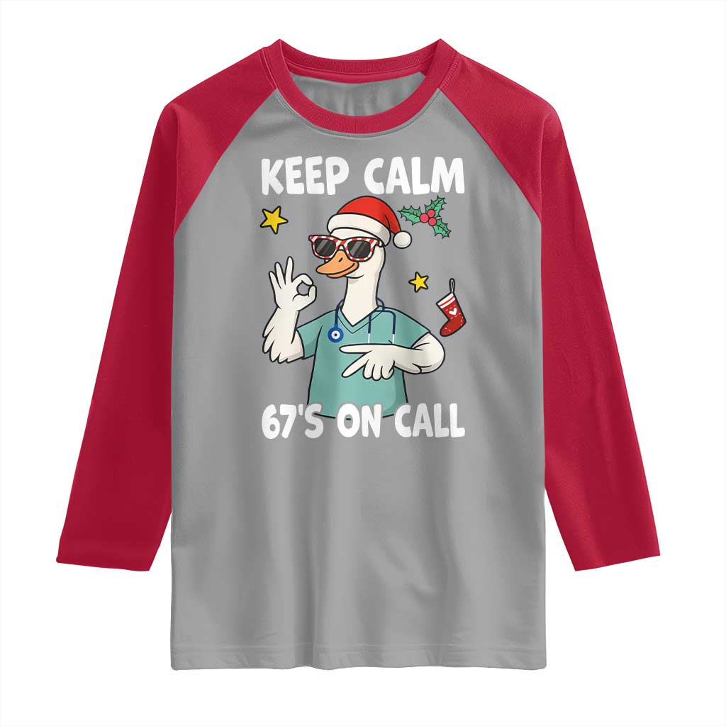 67 Six Seven Goose Nurse Christmas Meme Raglan Shirt TS14 Sport Gray Red Print Your Wear