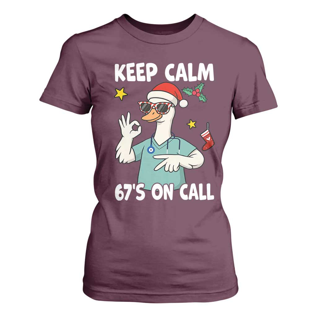 67 Six Seven Goose Nurse Christmas Meme T Shirt For Women TS14 Maroon Print Your Wear