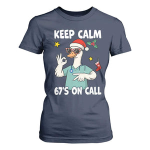 67 Six Seven Goose Nurse Christmas Meme T Shirt For Women TS14 Navy Print Your Wear