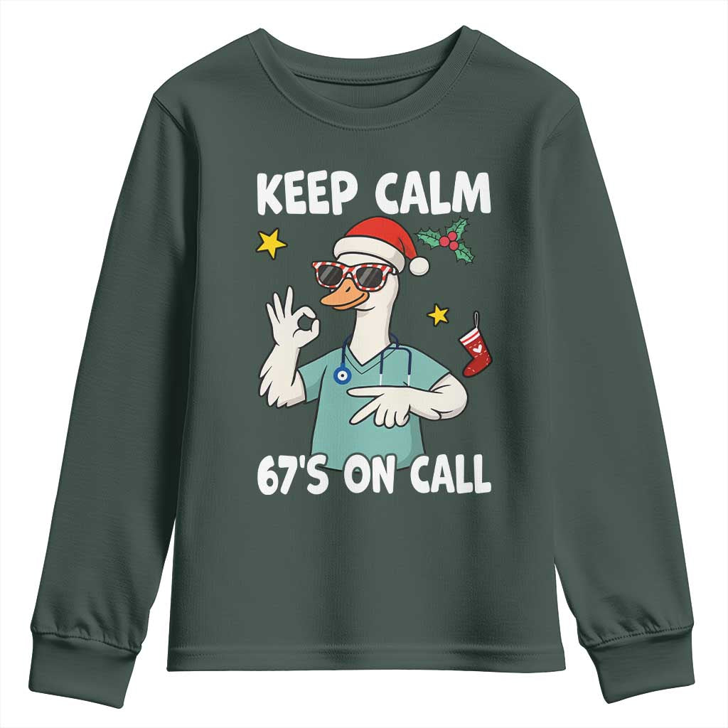 67 Six Seven Goose Nurse Christmas Meme Youth Sweatshirt TS14 Dark Forest Green Print Your Wear