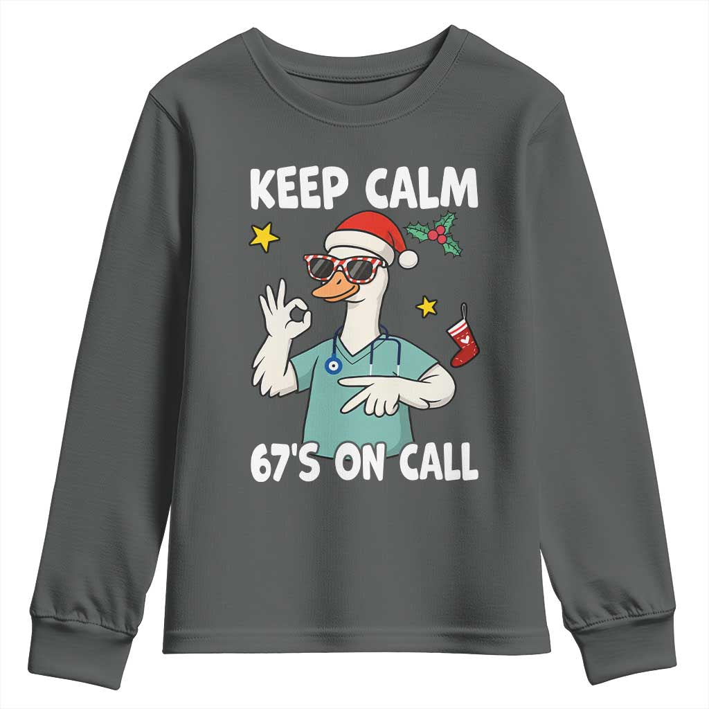 67 Six Seven Goose Nurse Christmas Meme Youth Sweatshirt TS14 Dark Heather Print Your Wear
