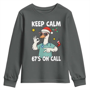 67 Six Seven Goose Nurse Christmas Meme Youth Sweatshirt TS14 Dark Heather Print Your Wear