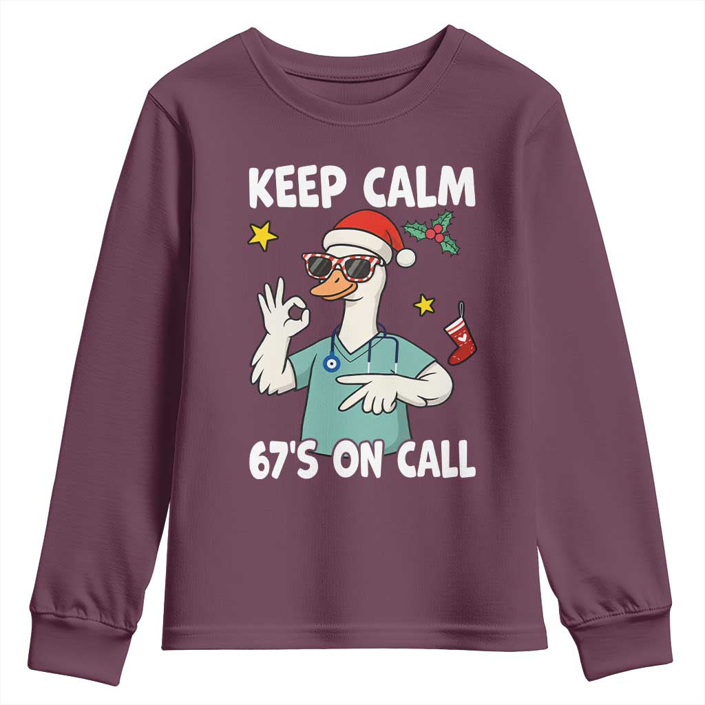67 Six Seven Goose Nurse Christmas Meme Youth Sweatshirt TS14 Maroon Print Your Wear