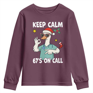67 Six Seven Goose Nurse Christmas Meme Youth Sweatshirt TS14 Maroon Print Your Wear