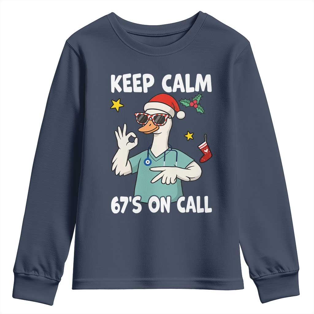 67 Six Seven Goose Nurse Christmas Meme Youth Sweatshirt TS14 Navy Print Your Wear