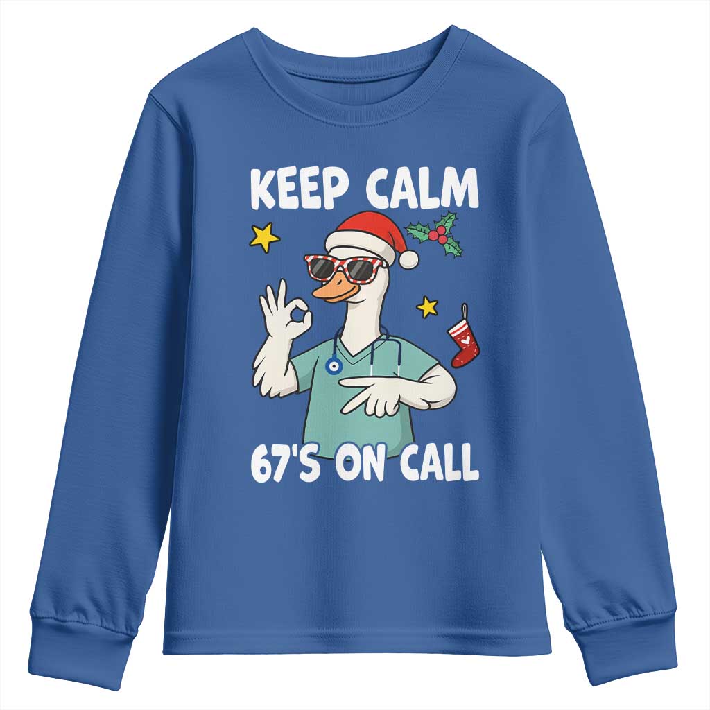 67 Six Seven Goose Nurse Christmas Meme Youth Sweatshirt TS14 Royal Blue Print Your Wear