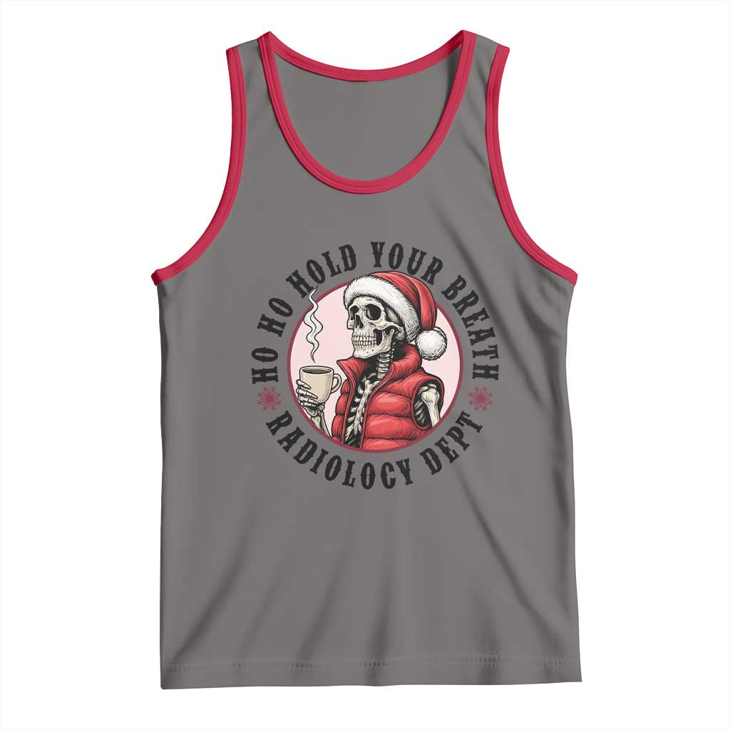 Funny Skeleton Christmas Tank Top Ho Ho Hold Your Breath Radiolocy Dept TS14 Deep Heather Red Print Your Wear