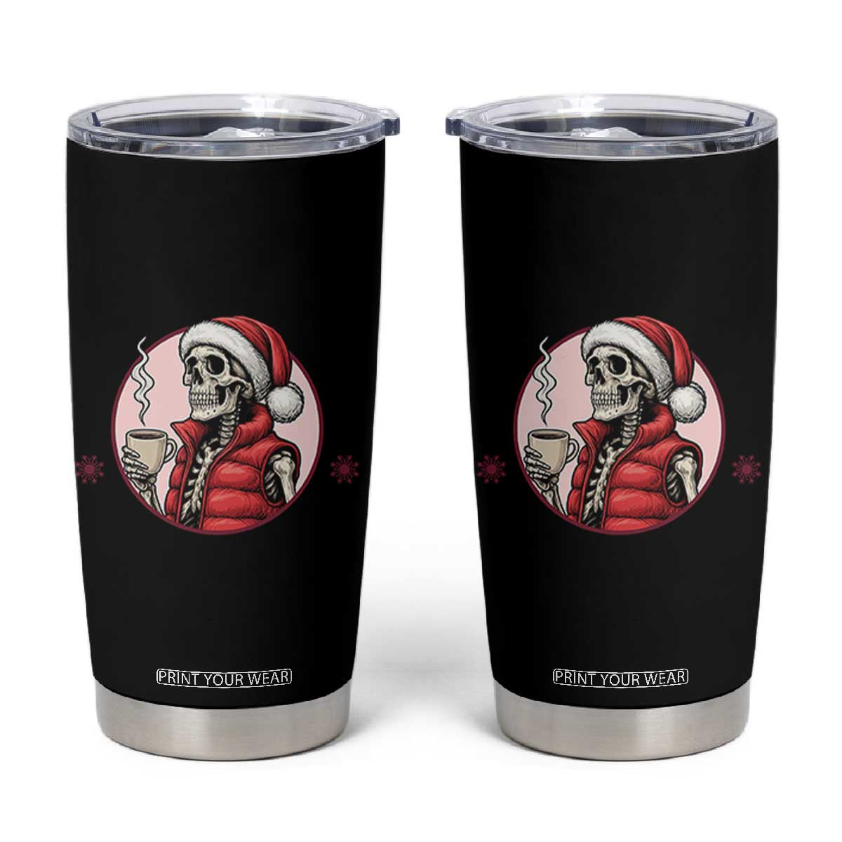 Funny Skeleton Christmas Tumbler Cup Ho Ho Hold Your Breath Radiolocy Dept TS14 Black Print Your Wear