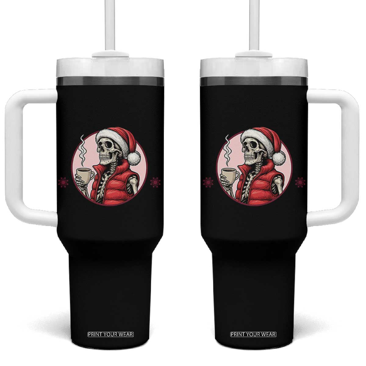 Funny Skeleton Christmas Tumbler With Handle Ho Ho Hold Your Breath Radiolocy Dept TS14 One Size: 40 oz Black Print Your Wear