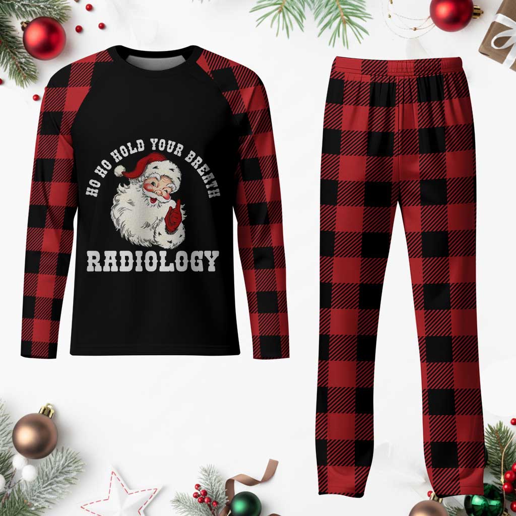 Funny Santa Christmas Plaid Pajama Set Ho Ho Hold Your Breath Radiolocy Dept TS14 Buffalo Plaid Print Your Wear