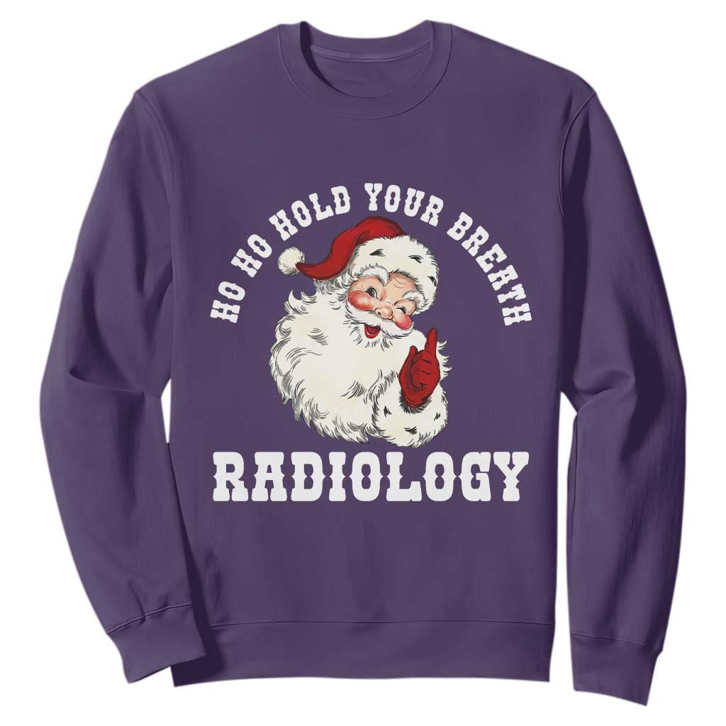 Funny Santa Christmas Sweatshirt Ho Ho Hold Your Breath Radiolocy Dept TS14 Purple Print Your Wear