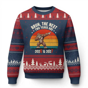 67 New Year Ugly Christmas Sweater Funny Six Seven Bruh Bigfoot Meme TS14 Navy Red Print Your Wear
