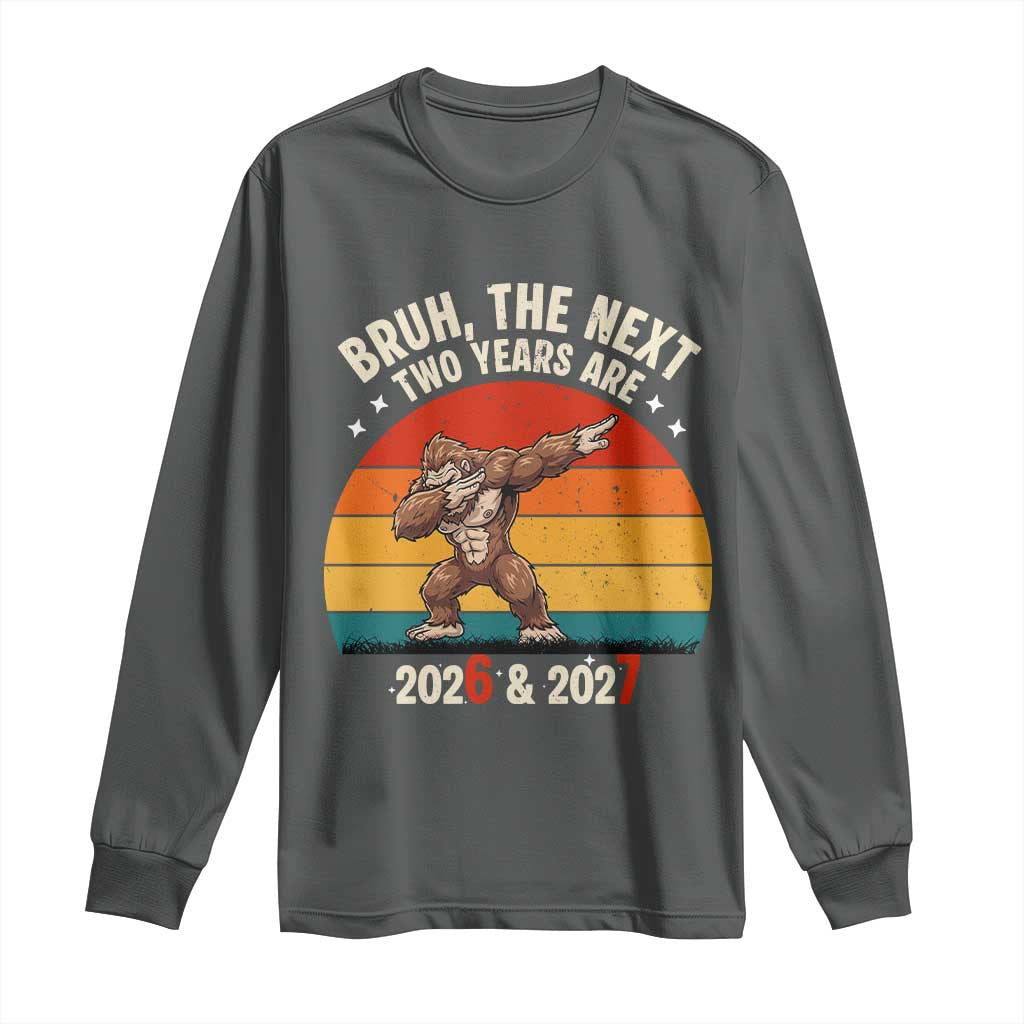 67 New Year Long Sleeve Shirt Funny Six Seven Bruh Bigfoot Meme TS14 Dark Heather Print Your Wear