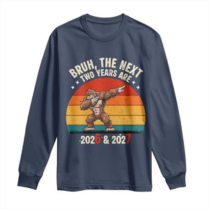 67 New Year Long Sleeve Shirt Funny Six Seven Bruh Bigfoot Meme TS14 Navy Print Your Wear