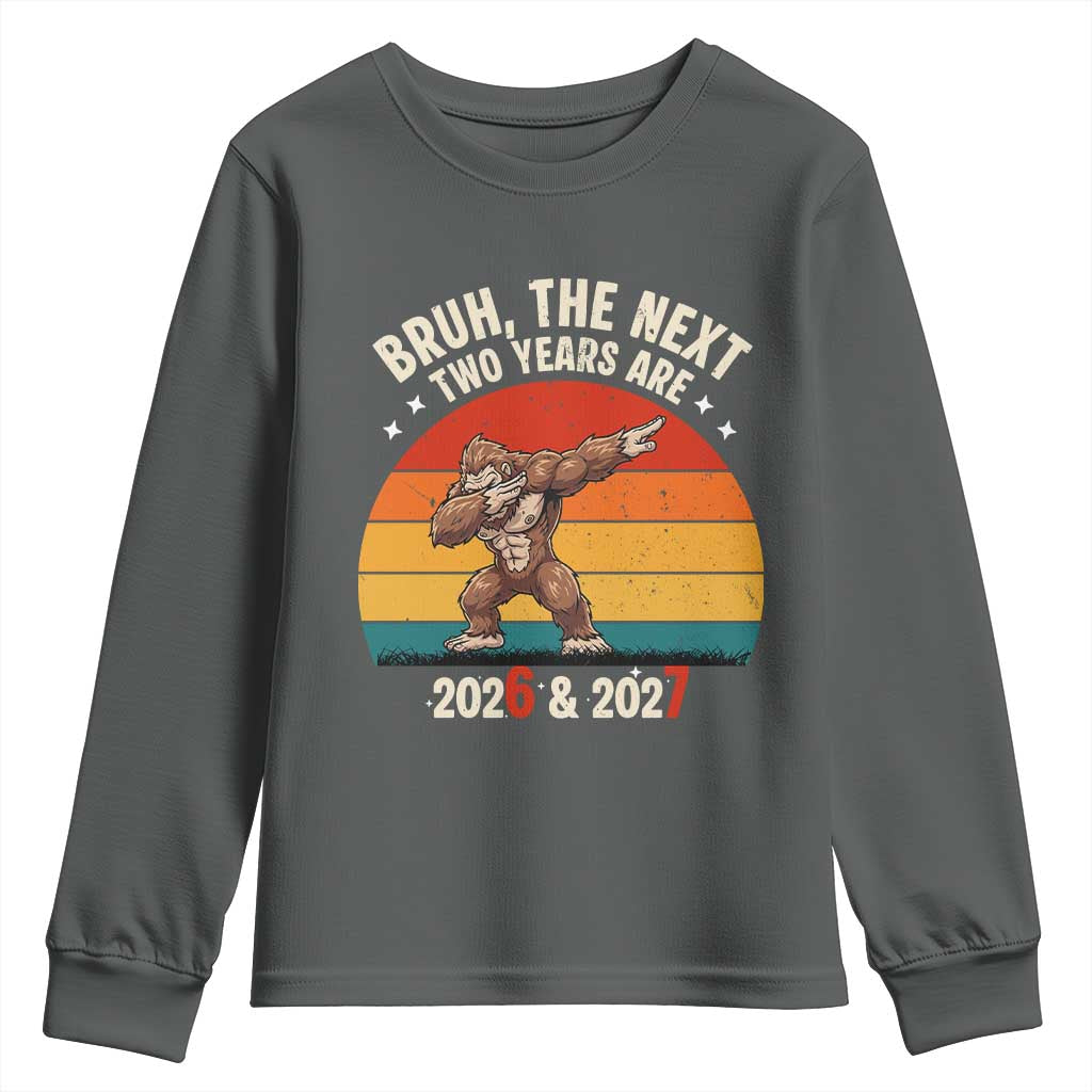 67 New Year Youth Sweatshirt Funny Six Seven Bruh Bigfoot Meme TS14 Dark Heather Print Your Wear