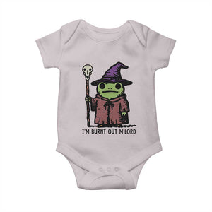 I Am Burnt Out M'lord Baby Onesie Funny Wizard Frog Meme TS14 Ice Gray Print Your Wear