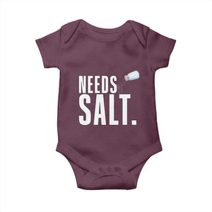 Needs Salt Baby Onesie Funny Cooking Baking Foodie TS14 Maroon Print Your Wear