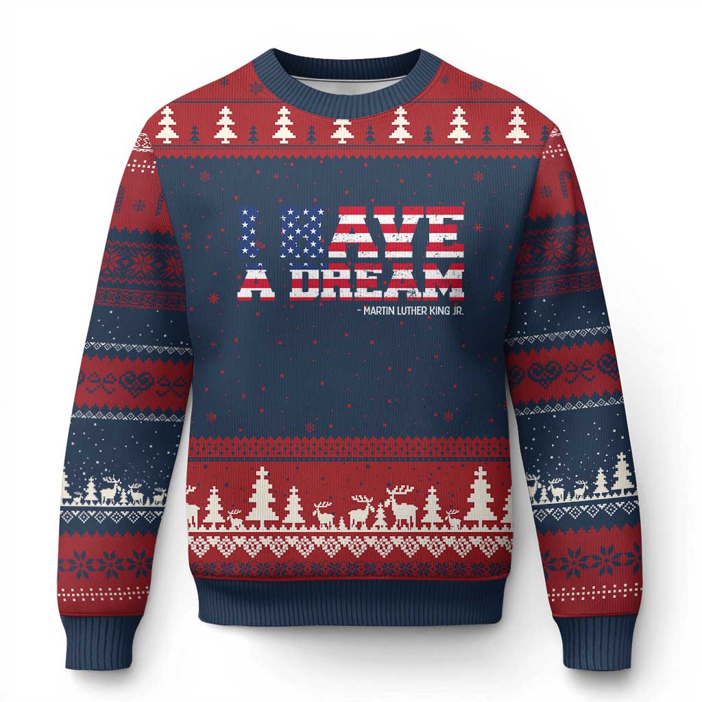 Martin Luther King Jr Ugly Christmas Sweater Black History African American TS14 Navy Red Print Your Wear