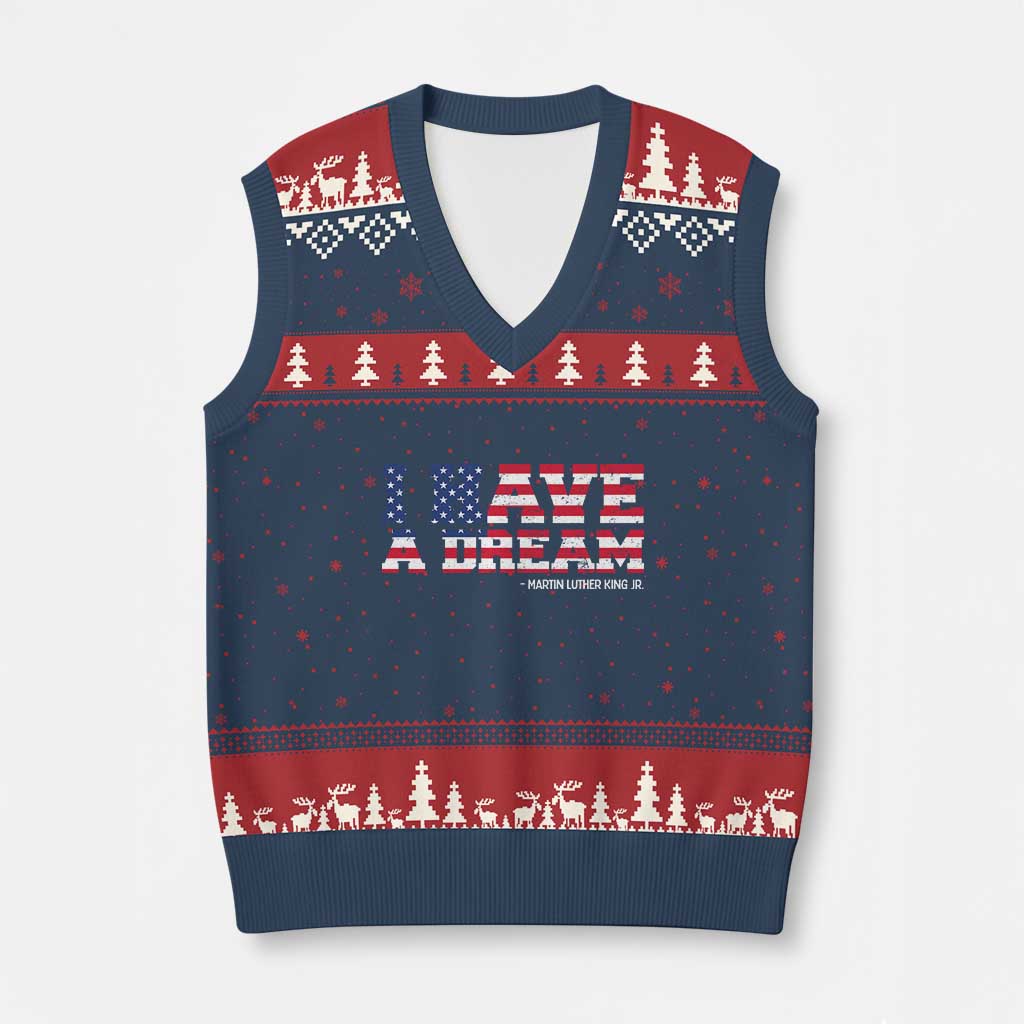 Martin Luther King Jr V-Neck Knit Sweater Vest Black History African American TS14 Navy Red Print Your Wear