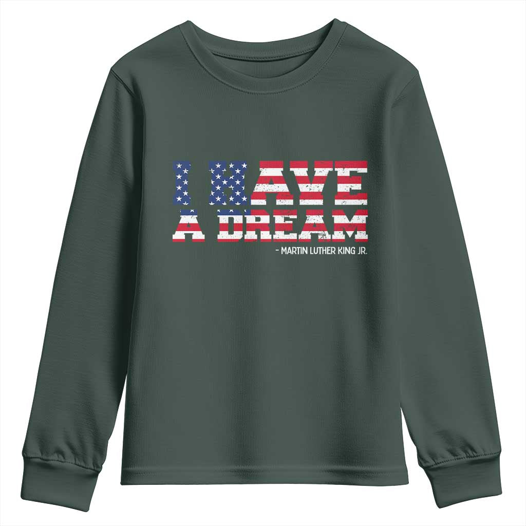 Martin Luther King Jr Youth Sweatshirt Black History African American TS14 Dark Forest Green Print Your Wear