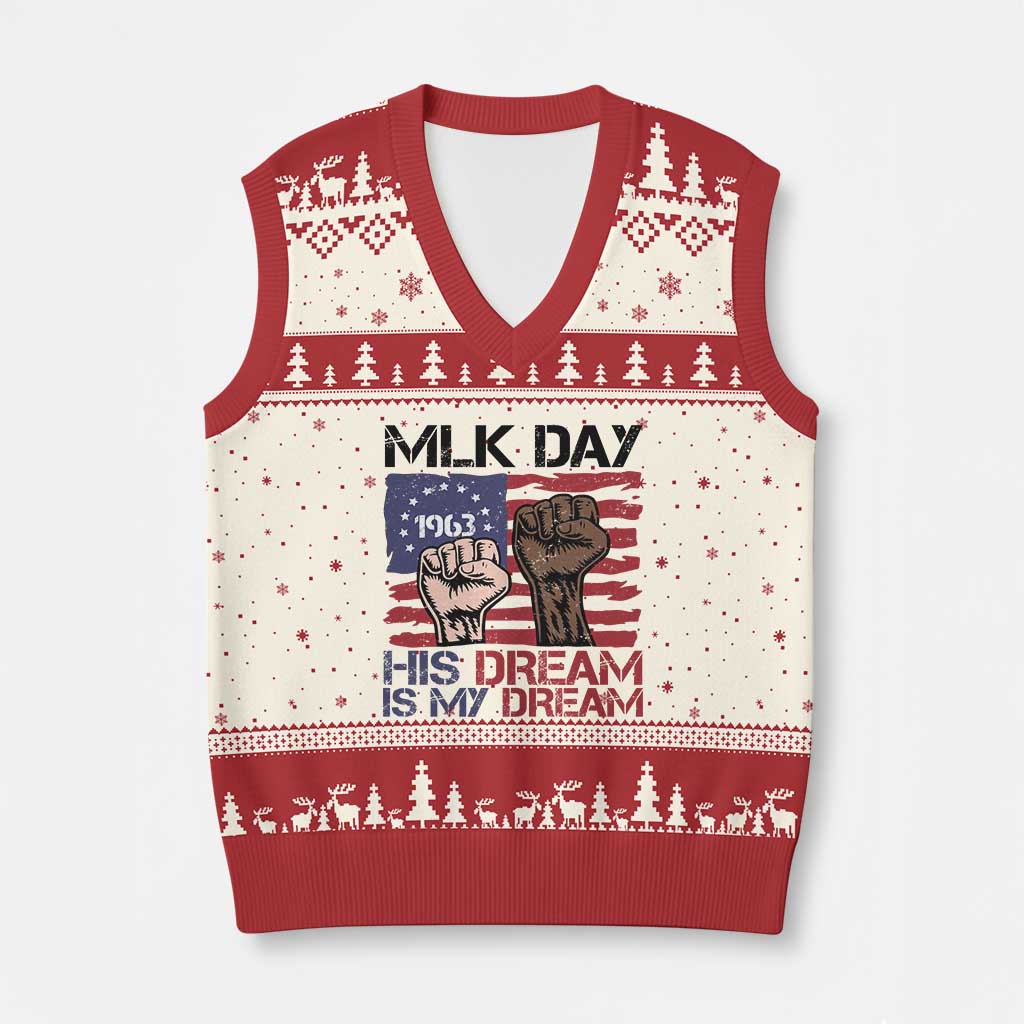 His Dream is My Dream V-Neck Knit Sweater Vest Martin Luther King Jr MLK Day TS14 Beige Red Print Your Wear