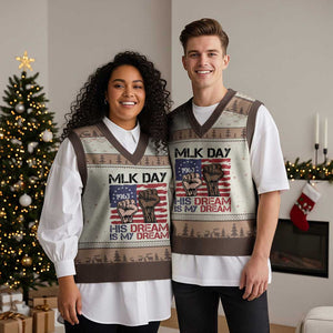 His Dream is My Dream V-Neck Knit Sweater Vest Martin Luther King Jr MLK Day TS14 Mocha Mousse Print Your Wear