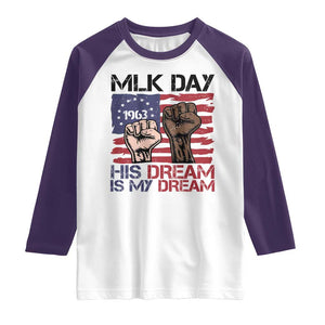 His Dream is My Dream Raglan Shirt Martin Luther King Jr MLK Day TS14 White Purple Print Your Wear