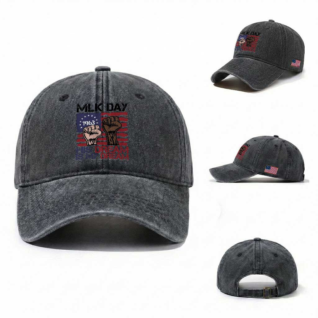 His Dream is My Dream Washed Cotton Baseball Cap Martin Luther King Jr MLK Day TS14 Washed Cap Universal Fit Dark Gray Print Your Wear