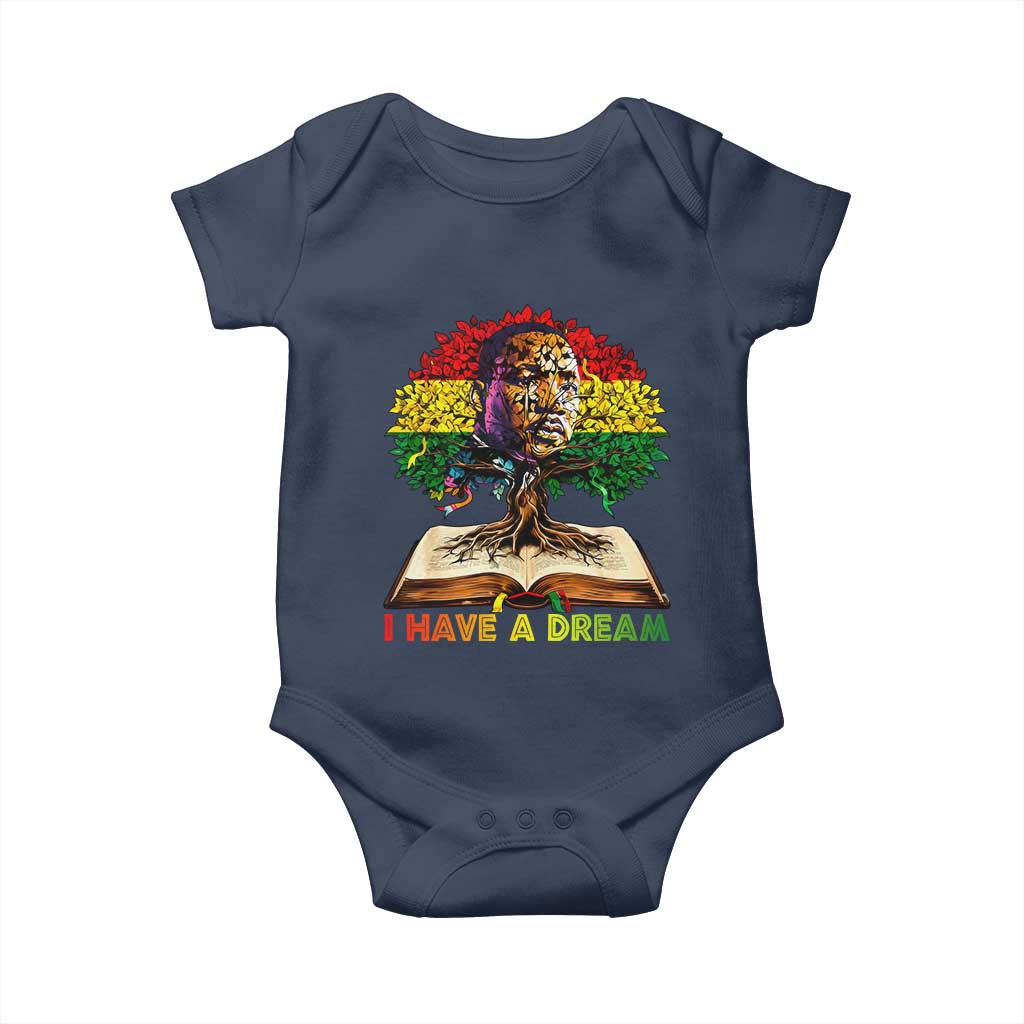 Martin Luther King Jr Baby Onesie Black History Month Melanin African TS14 Navy Print Your Wear