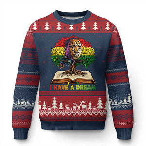 Martin Luther King Jr Ugly Christmas Sweater Black History Month Melanin African TS14 Navy Red Print Your Wear
