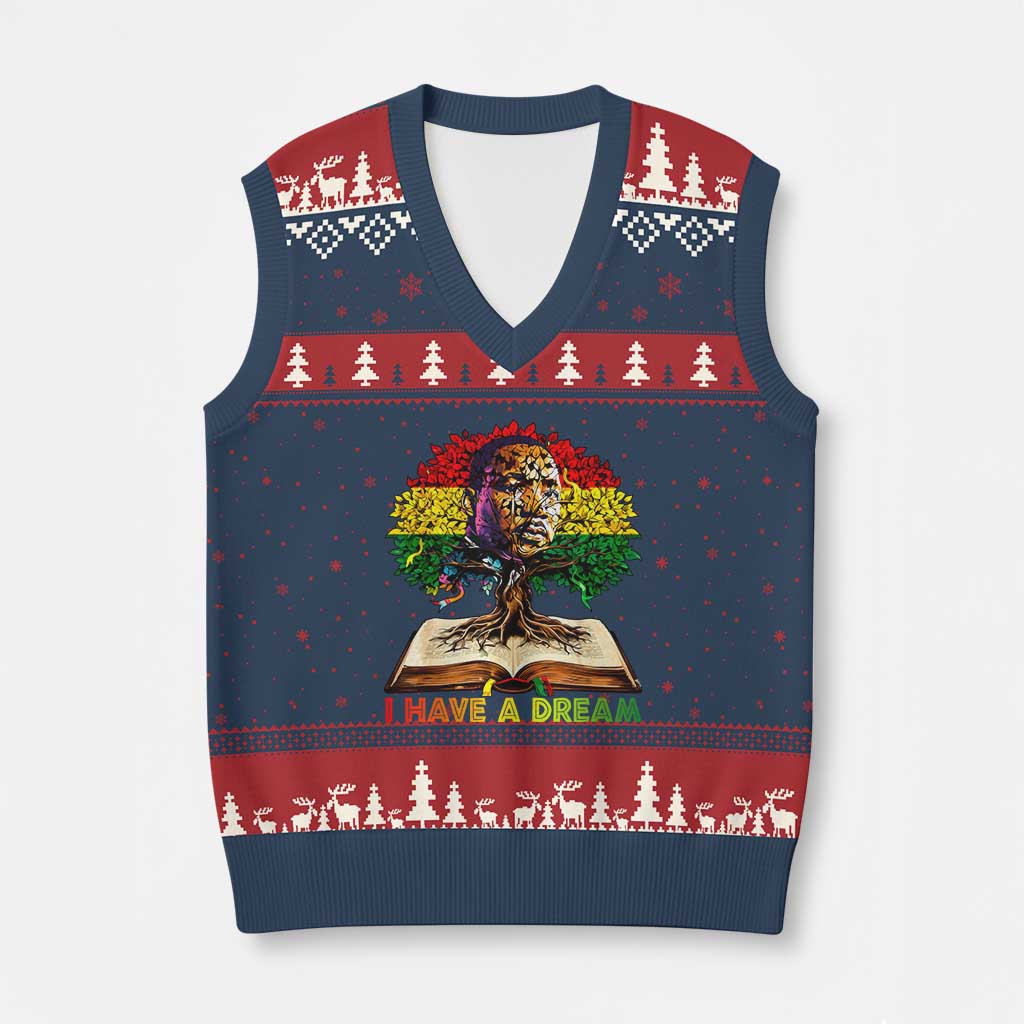Martin Luther King Jr V-Neck Knit Sweater Vest Black History Month Melanin African TS14 Navy Red Print Your Wear