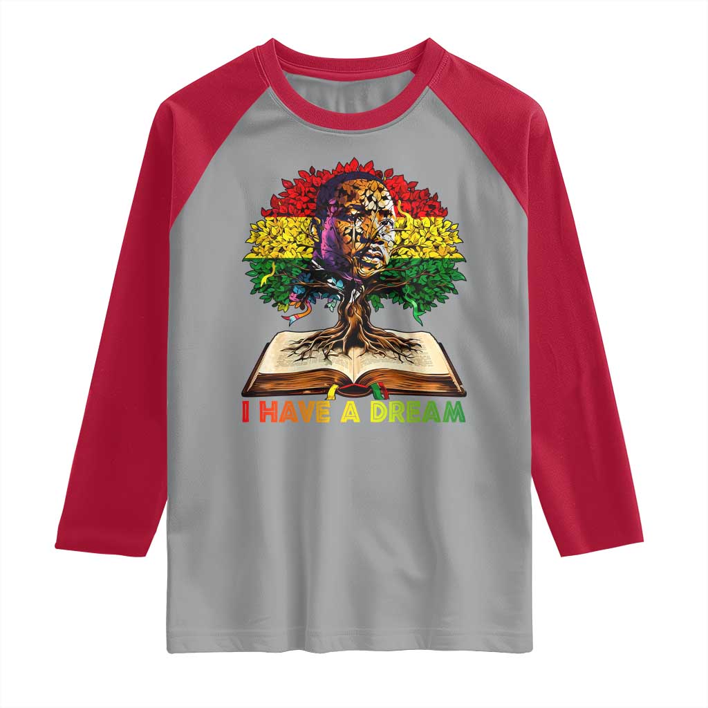 Martin Luther King Jr Raglan Shirt Black History Month Melanin African TS14 Sport Gray Red Print Your Wear