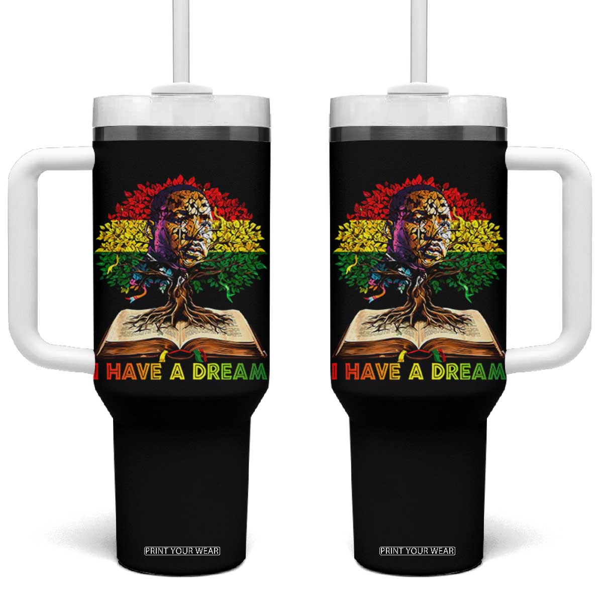 Martin Luther King Jr Tumbler With Handle Black History Month Melanin African TS14 One Size: 40 oz Black Print Your Wear
