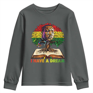 Martin Luther King Jr Youth Sweatshirt Black History Month Melanin African TS14 Dark Heather Print Your Wear