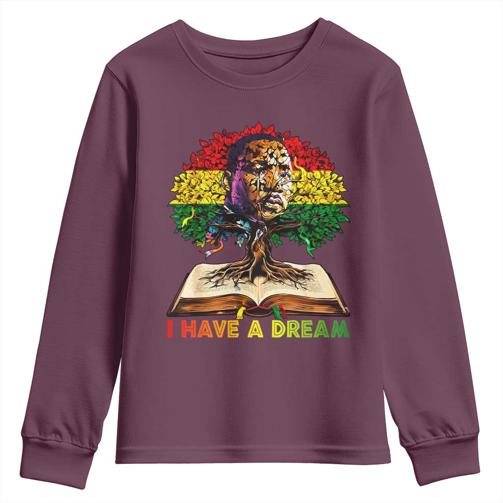 Martin Luther King Jr Youth Sweatshirt Black History Month Melanin African TS14 Maroon Print Your Wear