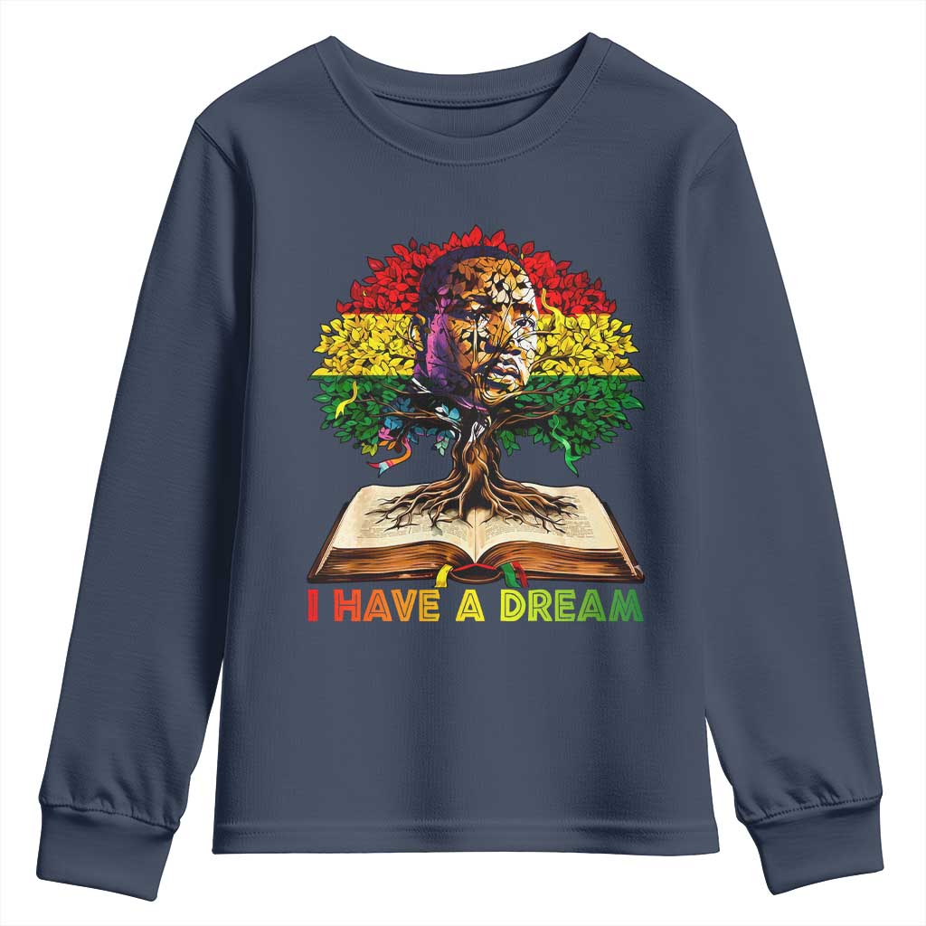 Martin Luther King Jr Youth Sweatshirt Black History Month Melanin African TS14 Navy Print Your Wear