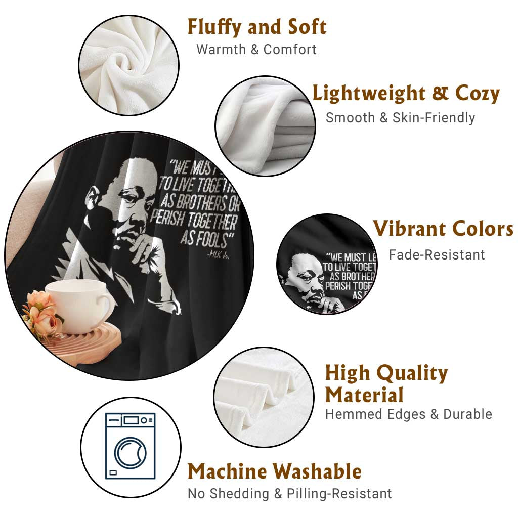 Martin Luther King Jr Throw Blanket We Must Learn to Live Together as Brothers MLK Quote TS14 Print Your Wear