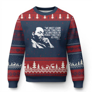 Martin Luther King Jr Ugly Christmas Sweater We Must Learn to Live Together as Brothers MLK Quote TS14 Navy Red Print Your Wear