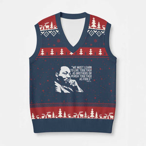 Martin Luther King Jr V-Neck Knit Sweater Vest We Must Learn to Live Together as Brothers MLK Quote TS14 Navy Red Print Your Wear