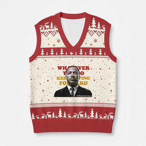 Martin Luther King Jr V-Neck Knit Sweater Vest Whatever You Do Keep Moving Forward TS14 Beige Red Print Your Wear