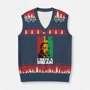 Martin Luther King Jr V-Neck Knit Sweater Vest I Have Dream MLK Quote TS14 Navy Red Print Your Wear