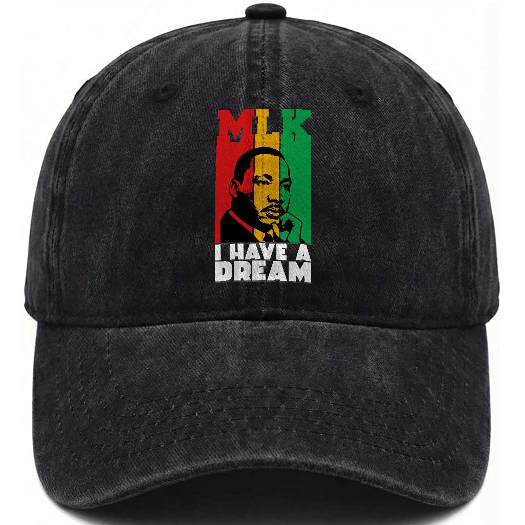 Martin Luther King Jr Washed Cotton Baseball Cap I Have Dream MLK Quote TS14 Washed Cap Universal Fit Black Print Your Wear