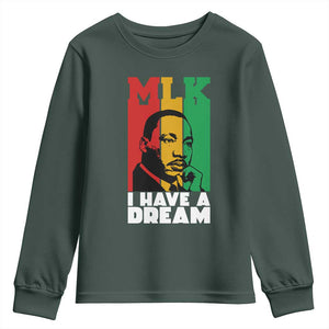 Martin Luther King Jr Youth Sweatshirt I Have Dream MLK Quote TS14 Dark Forest Green Print Your Wear