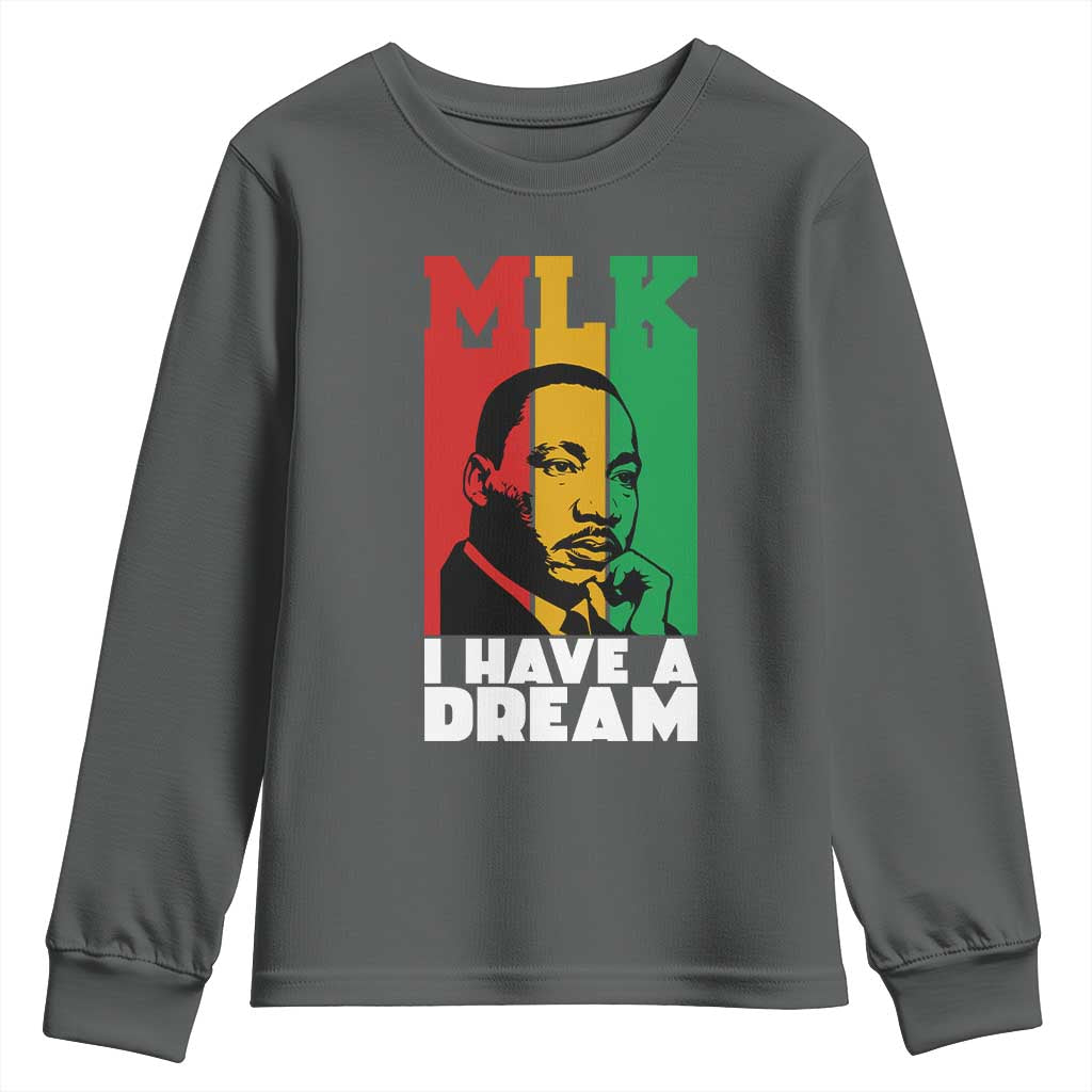 Martin Luther King Jr Youth Sweatshirt I Have Dream MLK Quote TS14 Dark Heather Print Your Wear