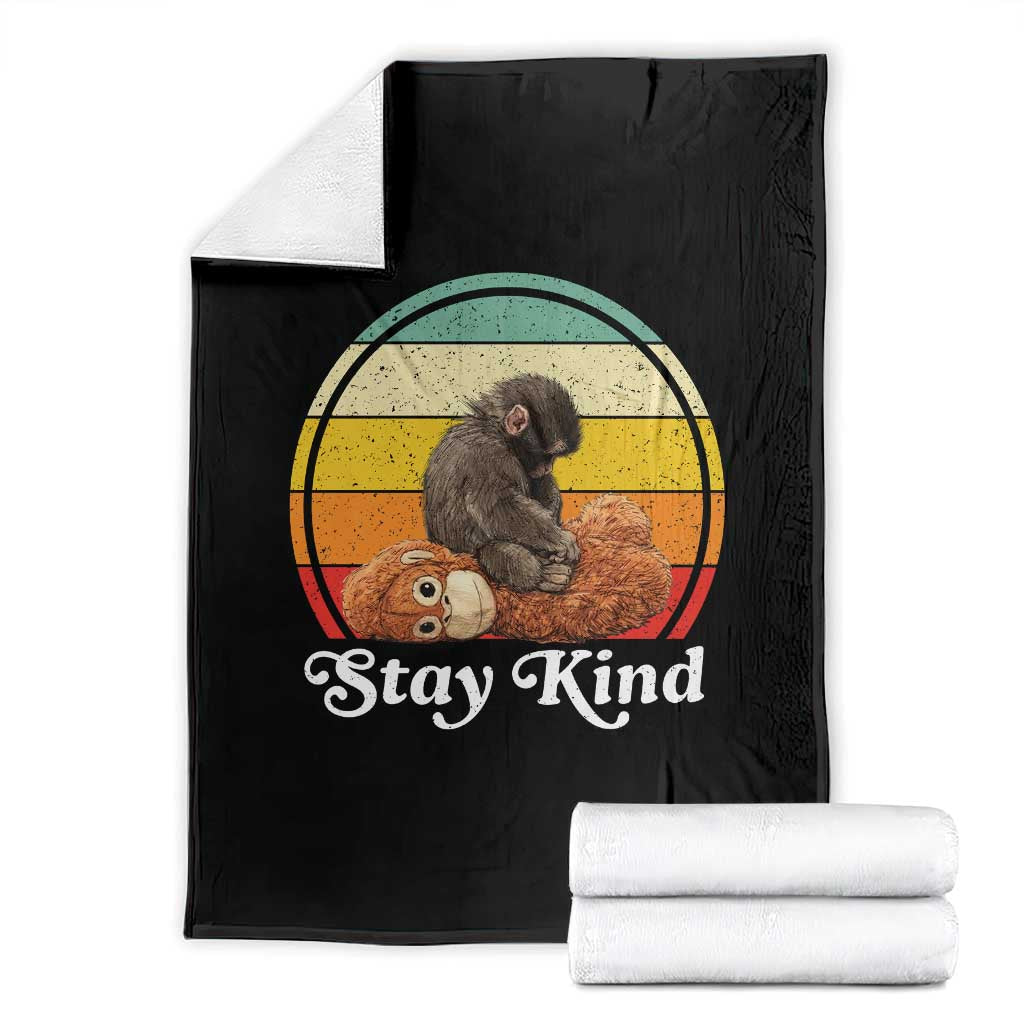 Punch Mokey Throw Blanket Viral Trend Baby Monkey Stay Kind TS14 Black Print Your Wear