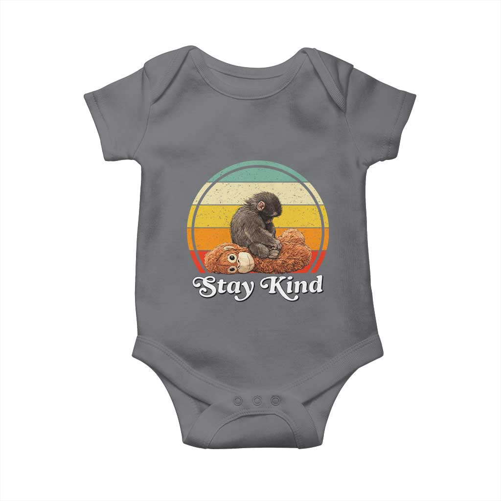 Punch Mokey Baby Onesie Viral Trend Baby Monkey Stay Kind TS14 Charcoal Print Your Wear