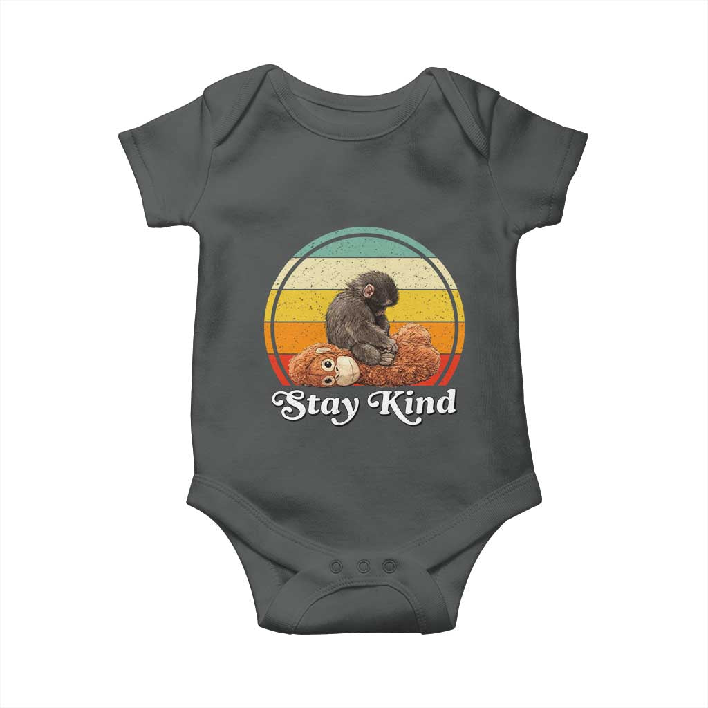 Punch Mokey Baby Onesie Viral Trend Baby Monkey Stay Kind TS14 Dark Heather Print Your Wear