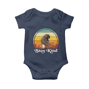 Punch Mokey Baby Onesie Viral Trend Baby Monkey Stay Kind TS14 Navy Print Your Wear